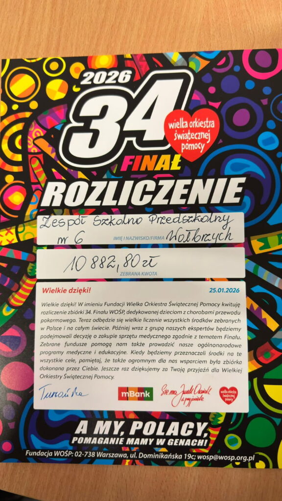 Zdjęcie do artykułu "Szkolna edycja 34 Finału Wielkiej Orkiestry Świątecznej Pomocy zakończona"